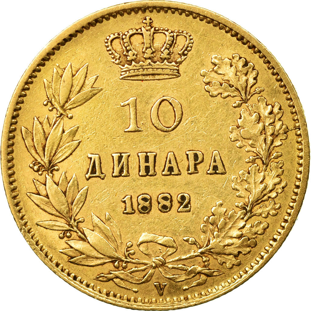 Monnaie, Serbie, Milan I, 10 Dinara, 1882, TTB, Or, KM:16