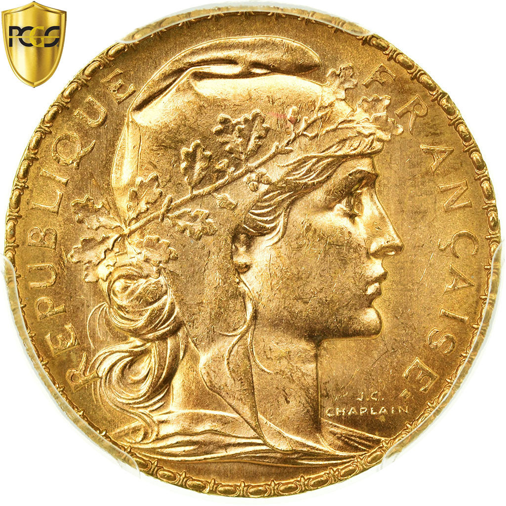 Coin, France, Marianne, 20 Francs, 1911, PCGS, MS64, Gold, KM:857, graded