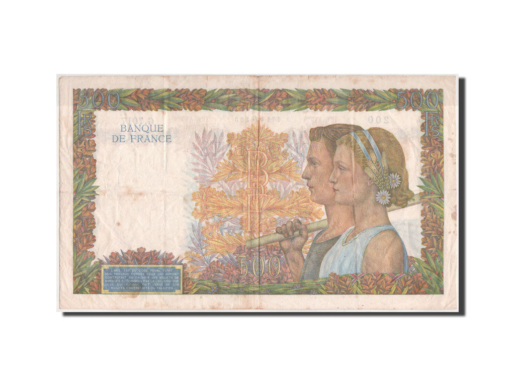 France, 500 Francs, La Paix, 1.10.1942, KM:95b