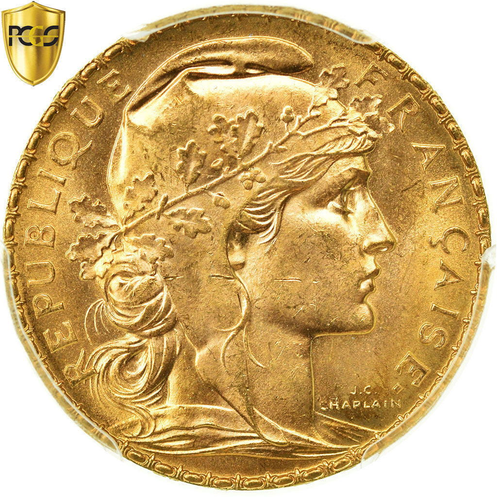Monnaie, France, Marianne, 20 Francs, 1908, PCGS, MS65, Or, Gadoury:1064a