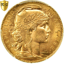 Coin, France, Marianne, 20 Francs, 1908, PCGS, MS65, Gold, KM:857, graded