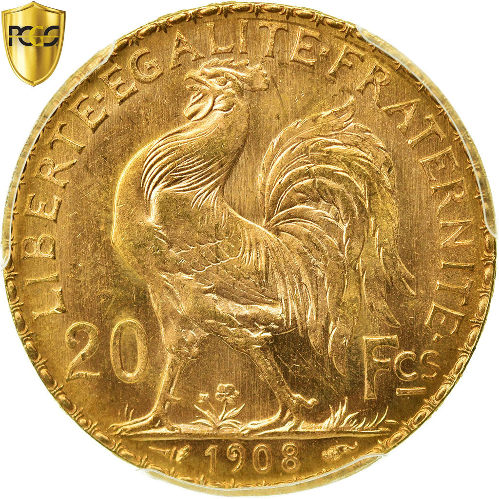 Monnaie, France, Marianne, 20 Francs, 1908, PCGS, MS66, Or, Gadoury:1064a