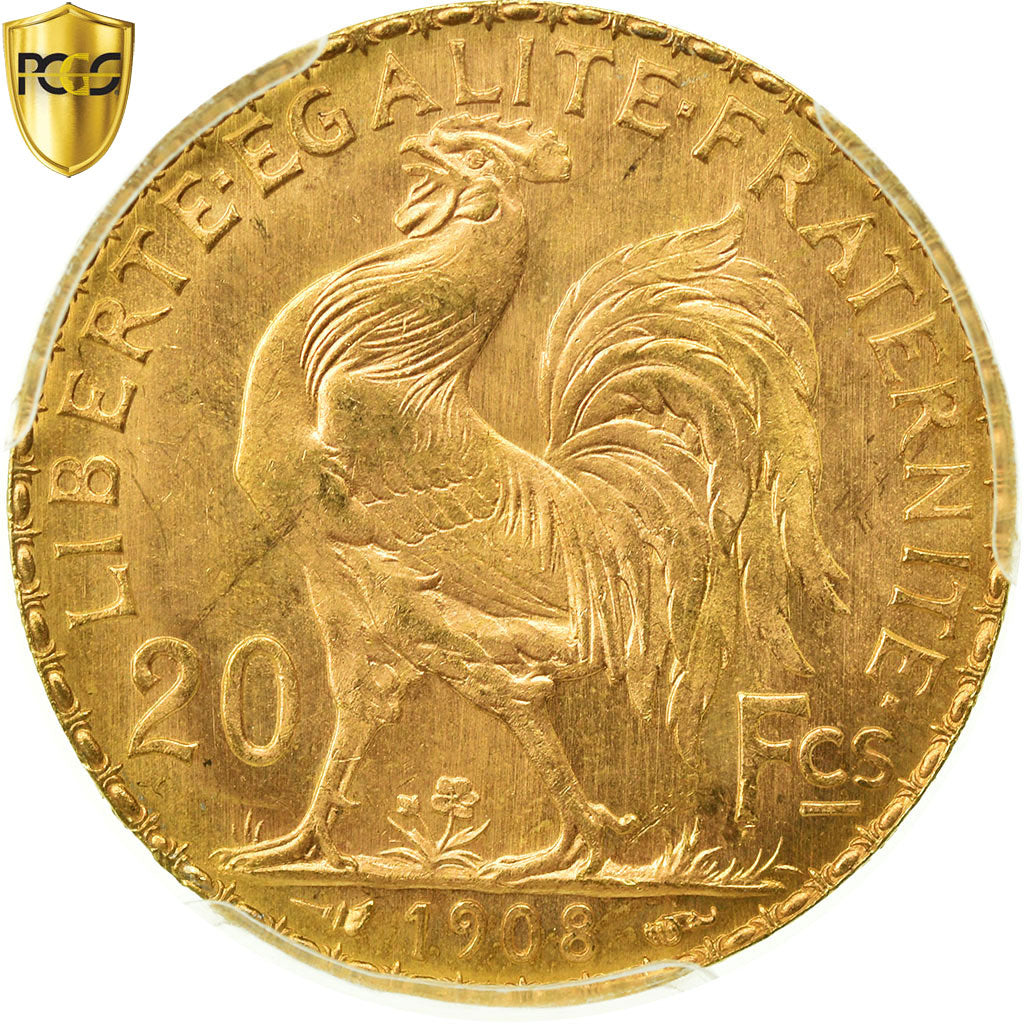 Monnaie, France, Marianne, 20 Francs, 1908, PCGS, MS66, Or, Gadoury:1064a