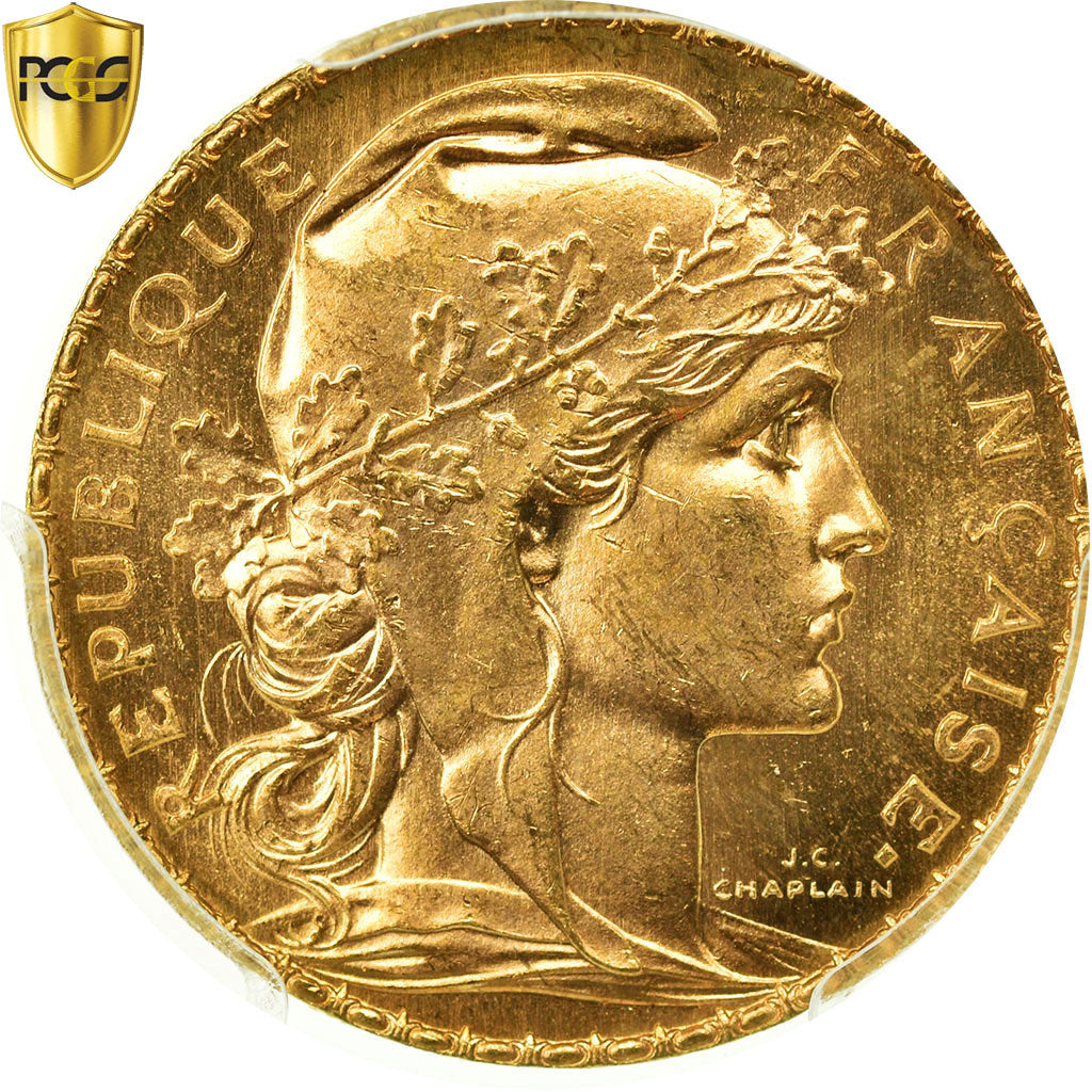 Monnaie, France, Marianne, 20 Francs, 1907, Paris, PCGS, MS65, Or