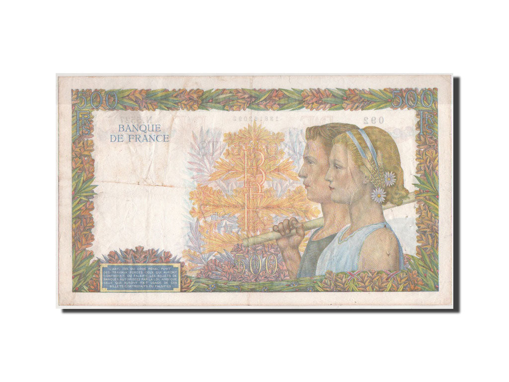 France, 500 Francs, La Paix, 9.4.1942, KM:95b
