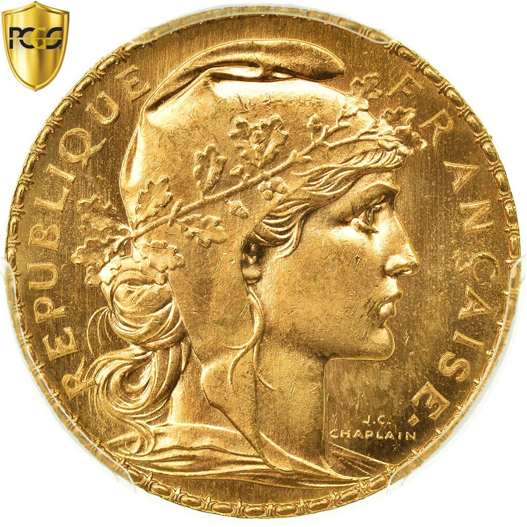 Coin, France, Marianne, 20 Francs, 1907, Paris, PCGS, MS66, Gold, KM:857