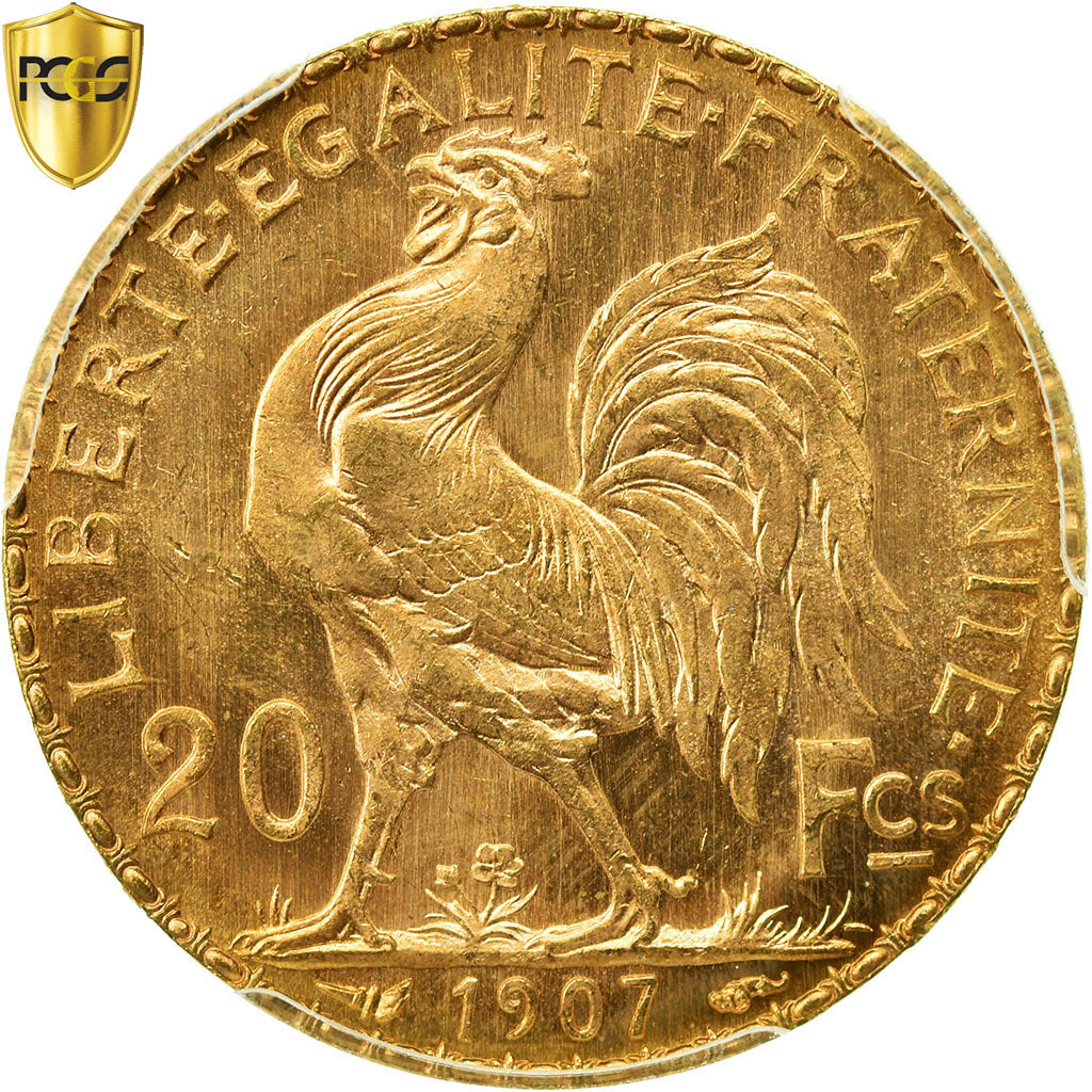 Coin, France, Marianne, 20 Francs, 1907, Paris, PCGS, MS66, Gold, KM:857