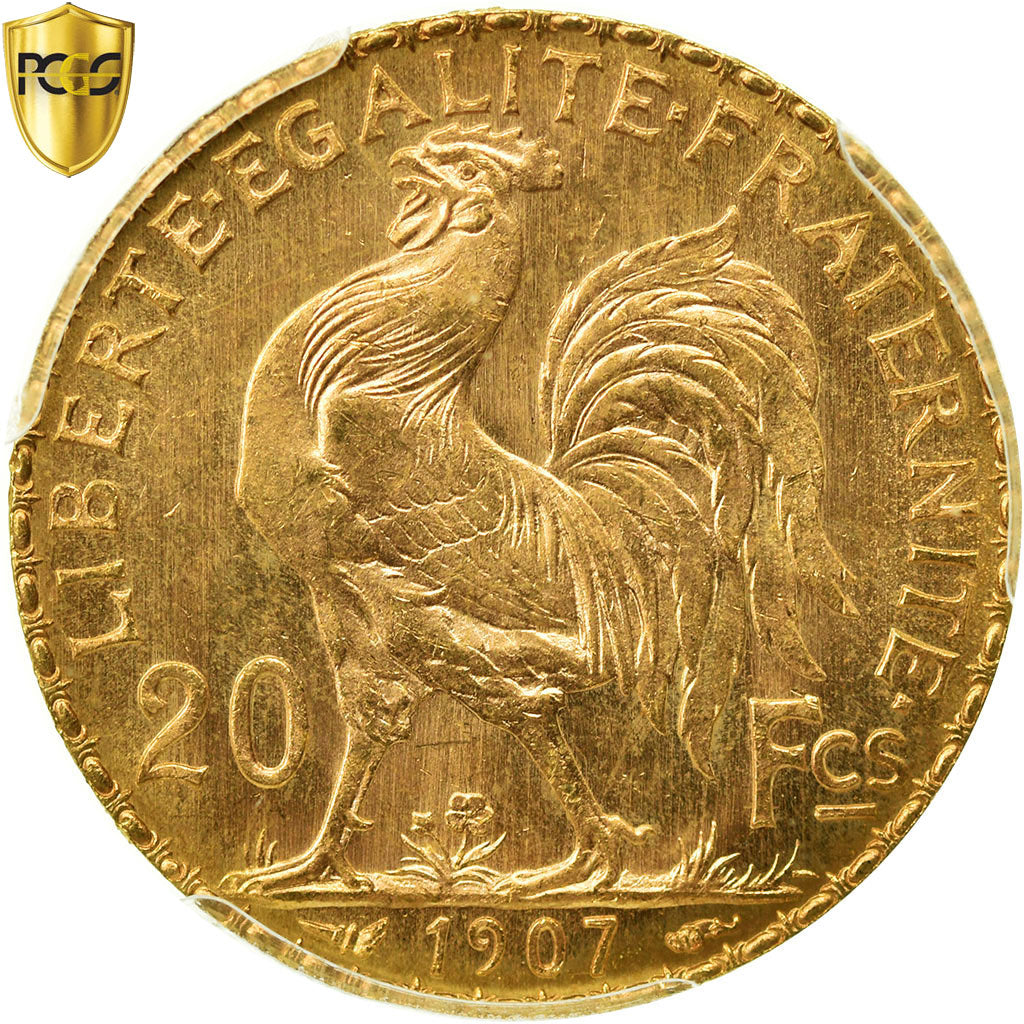 Coin, France, Marianne, 20 Francs, 1907, Paris, PCGS, MS66, Gold, KM:857