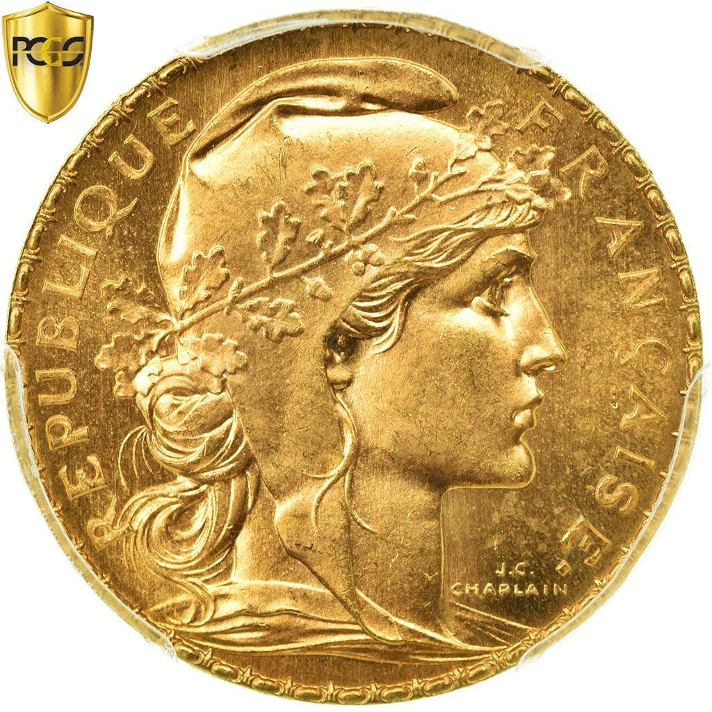 Coin, France, Marianne, 20 Francs, 1907, Paris, PCGS, MS66, Gold, KM:857