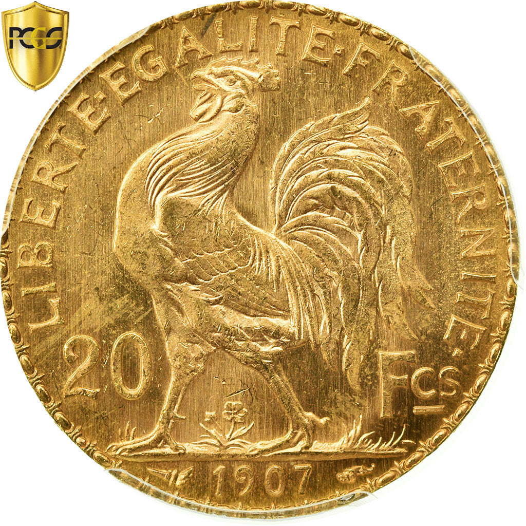 Coin, France, Marianne, 20 Francs, 1907, Paris, PCGS, MS66, Gold, KM:857