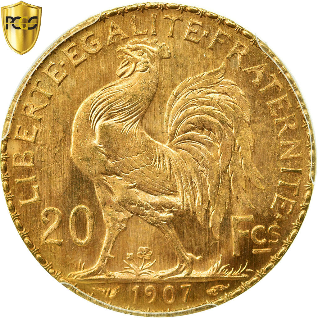 Coin, France, Marianne, 20 Francs, 1907, Paris, PCGS, MS66, Gold, KM:857