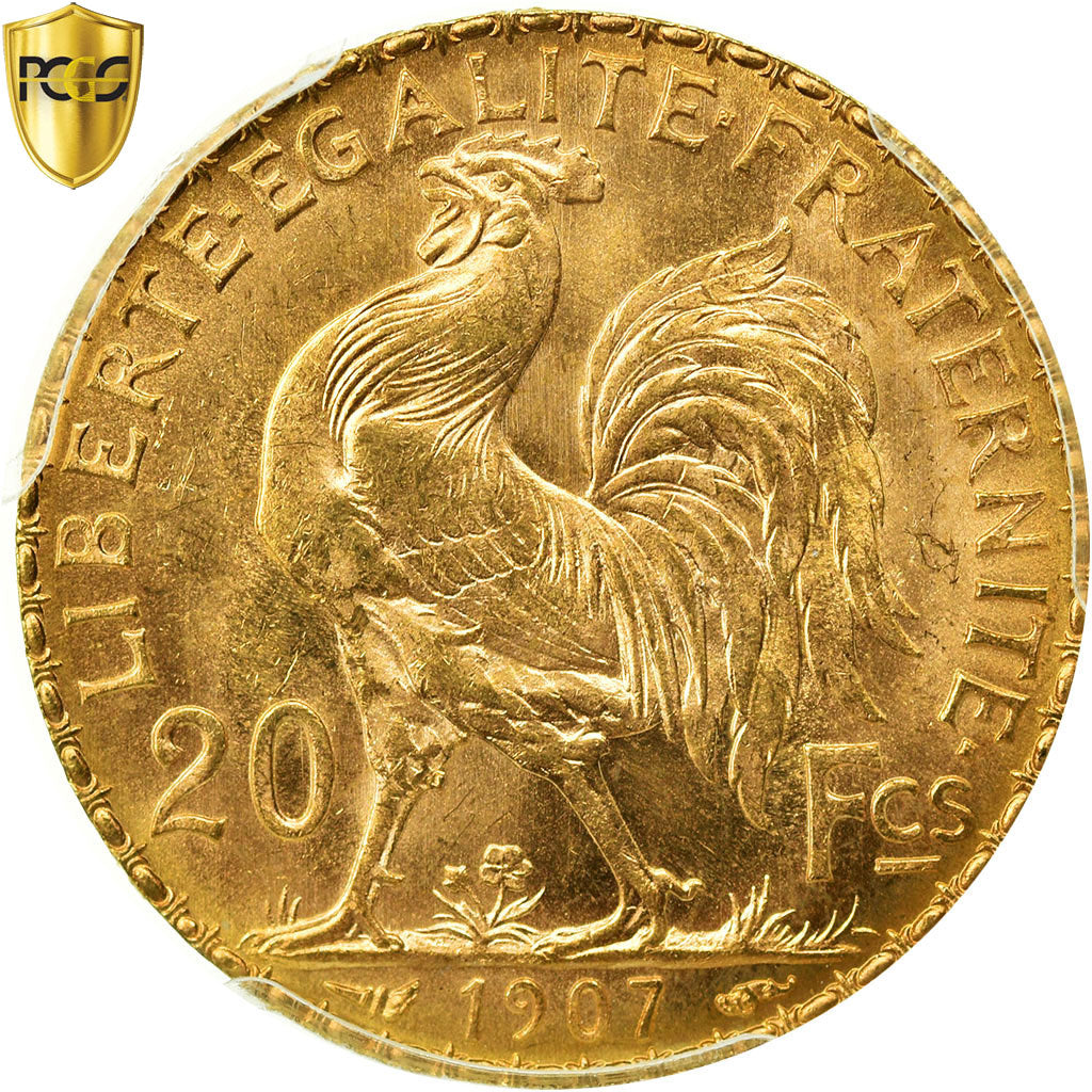 Coin, France, Marianne, 20 Francs, 1907, Paris, PCGS, MS66, Gold, KM:857