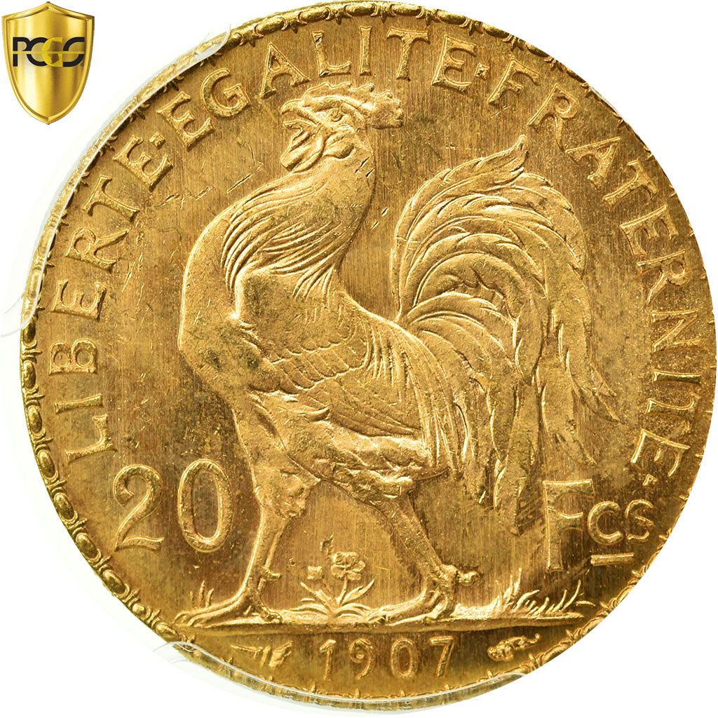 Coin, France, Marianne, 20 Francs, 1907, Paris, PCGS, MS66+, Gold, KM:857