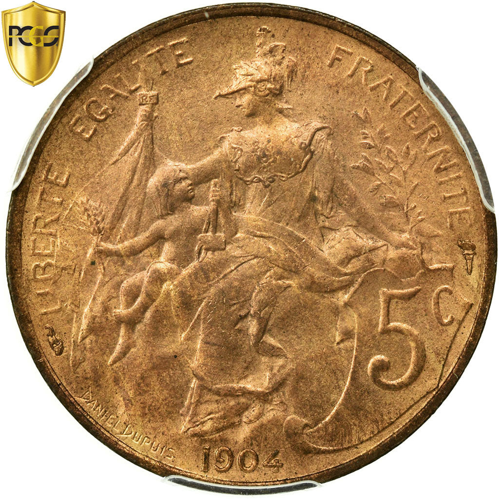 Coin, France, Dupuis, 5 Centimes, 1904, Paris, PCGS, MS65RD, Bronze, KM:842