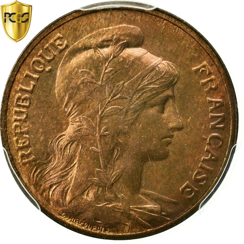 Coin, France, Dupuis, 5 Centimes, 1908, Paris, PCGS, MS65RB, Bronze, KM:842