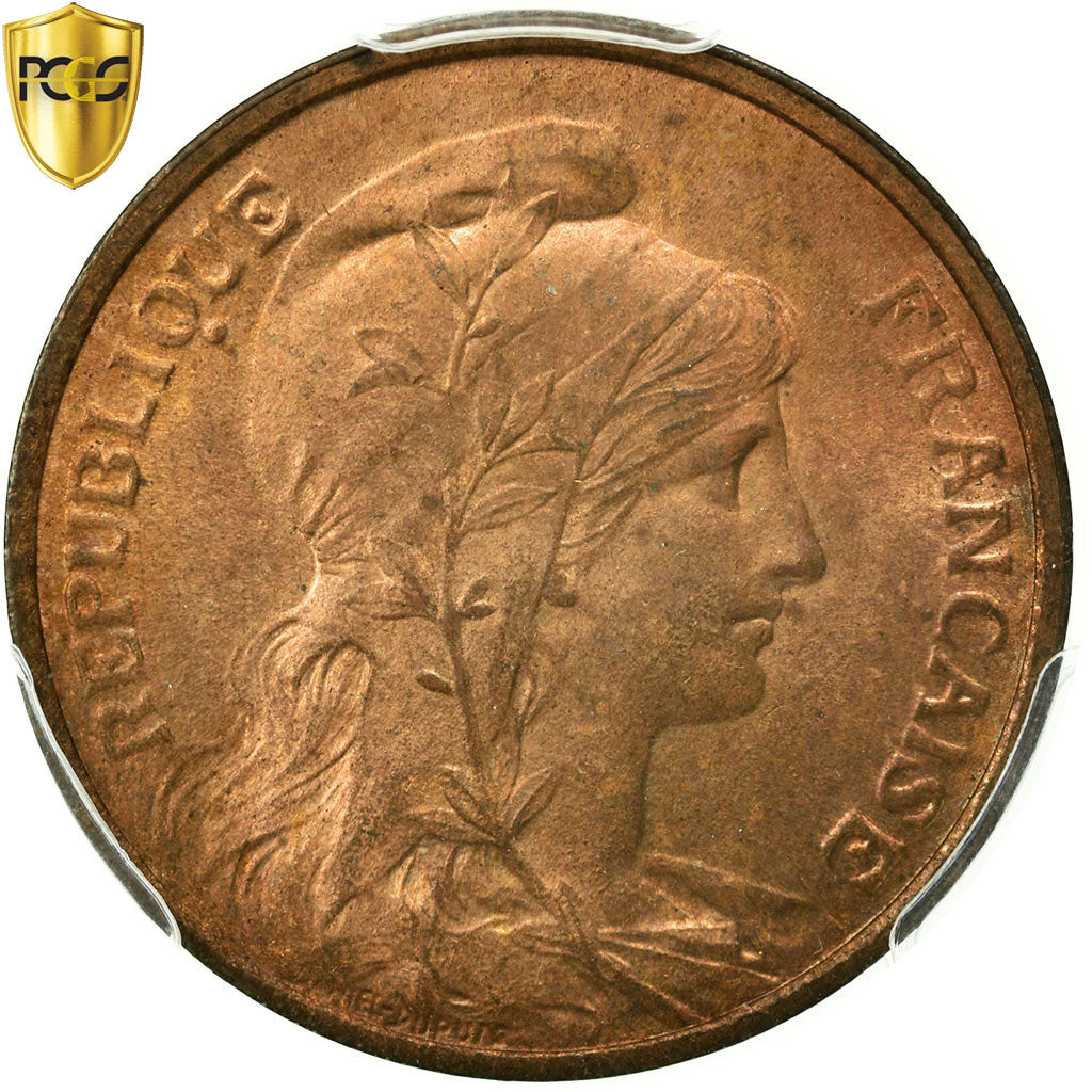 Moneda, Francia, Dupuis, 5 Centimes, 1920, Paris, PCGS, MS64+RB, Bronce, KM:842