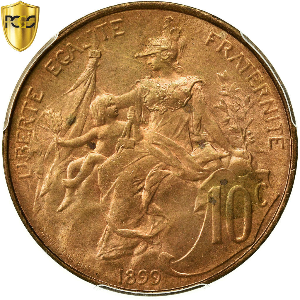 Coin, France, Dupuis, 10 Centimes, 1899, Paris, PCGS, MS64RD, Bronze, KM:843