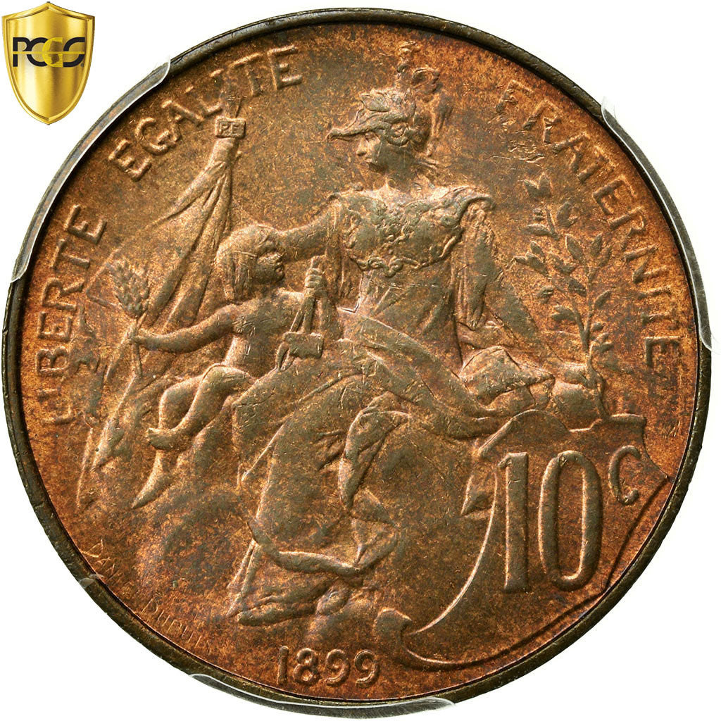 Monnaie, France, Dupuis, 10 Centimes, 1899, Paris, PCGS, MS65RB, Bronze
