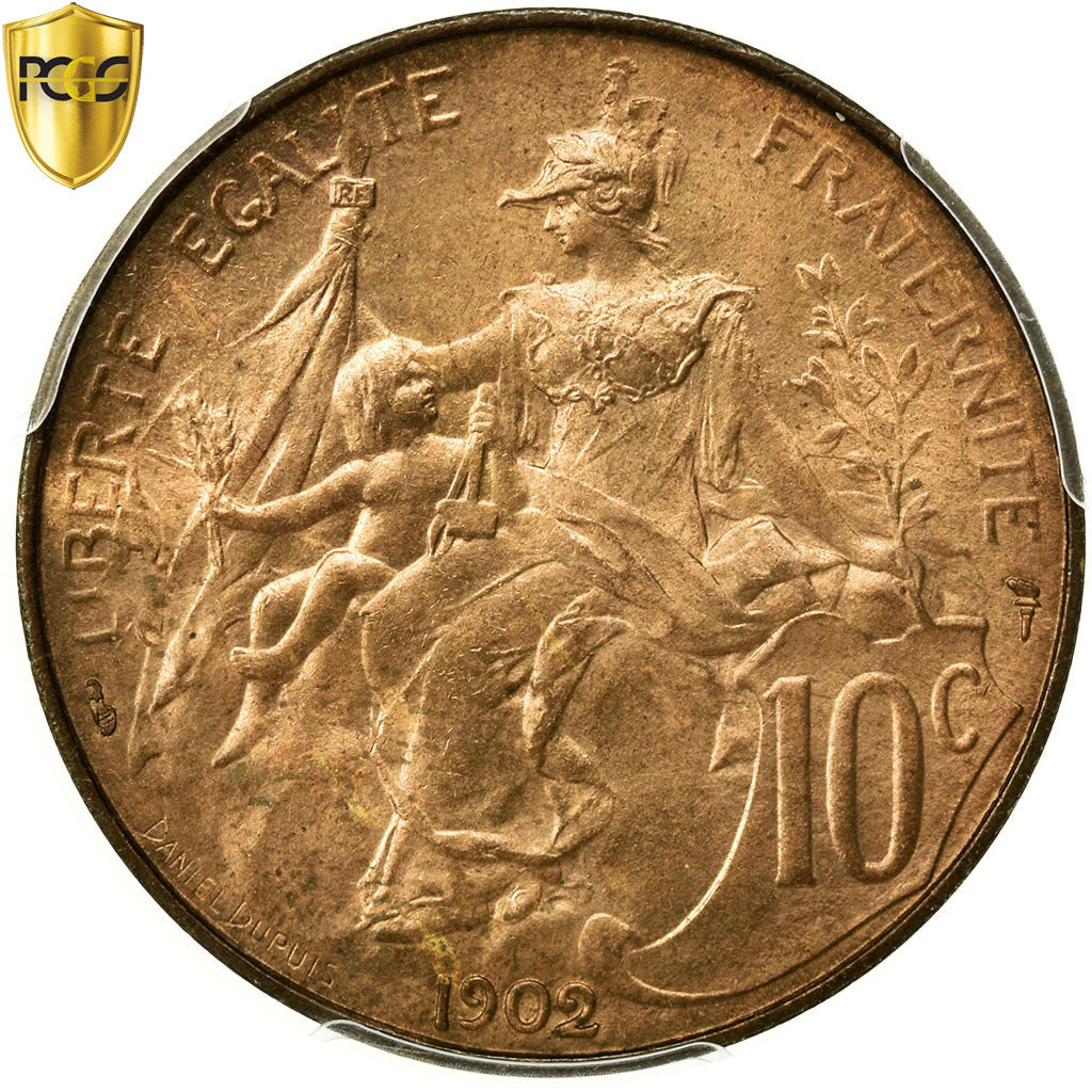 Coin, France, Dupuis, 10 Centimes, 1902, Paris, PCGS, MS65RB, Bronze, KM:843