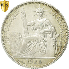 Munten, FRANS INDO-CHINA, 20 Cents, 1924, Paris, PCGS, AU58, Zilver, KM:17.1