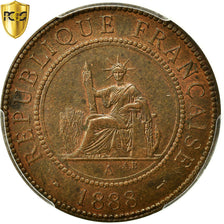 Coin, FRENCH INDO-CHINA, Cent, 1888, Paris, PCGS, MS63BN, Bronze, KM:1, graded