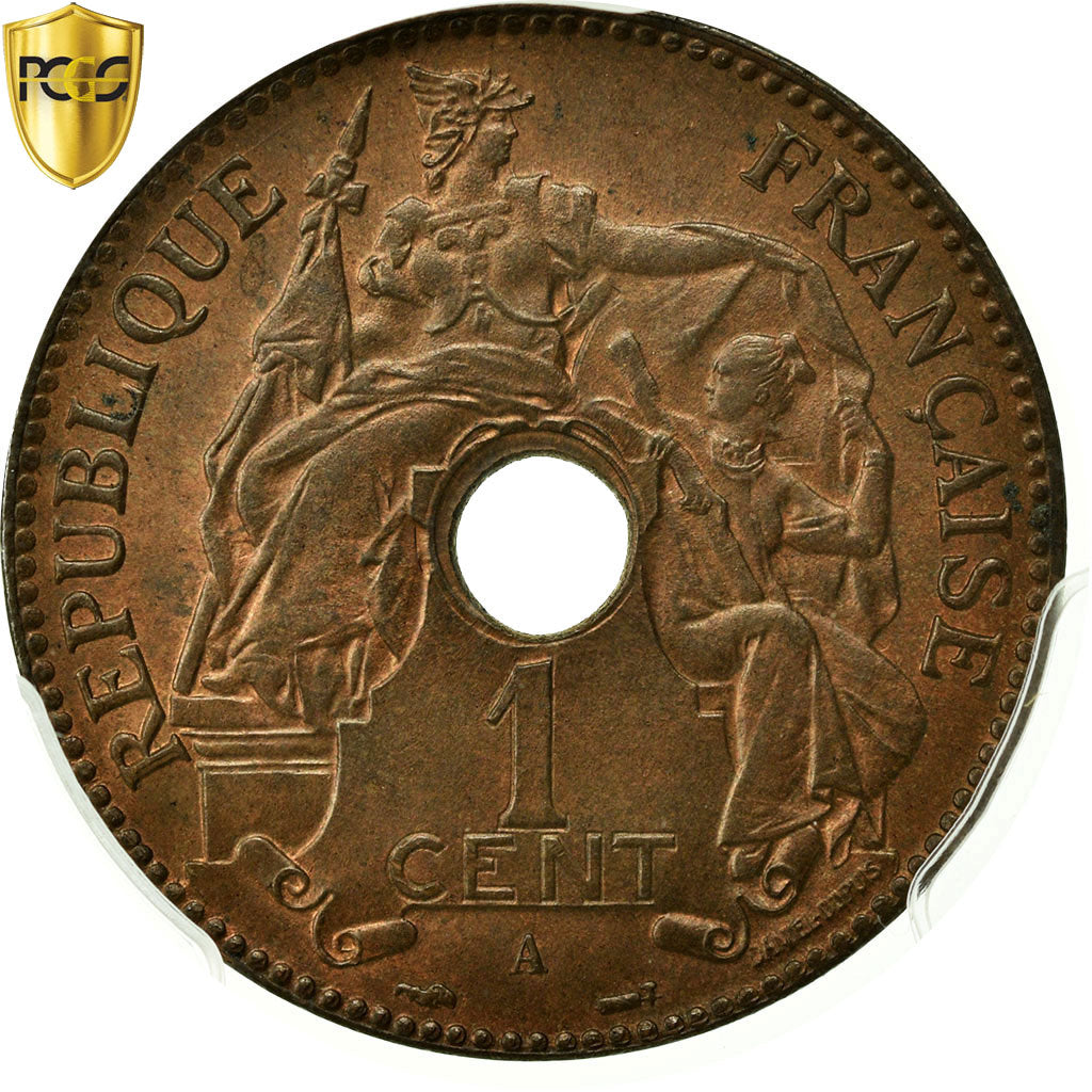 Coin, FRENCH INDO-CHINA, Cent, 1896, Paris, PCGS, MS64BN, Bronze, KM:8, graded