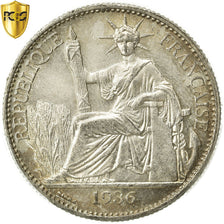 Coin, FRENCH INDO-CHINA, 50 Cents, 1936, Paris, PCGS, MS62, Silver, KM:4a.2