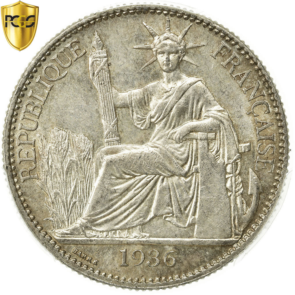 Monnaie, FRENCH INDO-CHINA, 50 Cents, 1936, Paris, PCGS, MS63, Argent, KM:4a.2