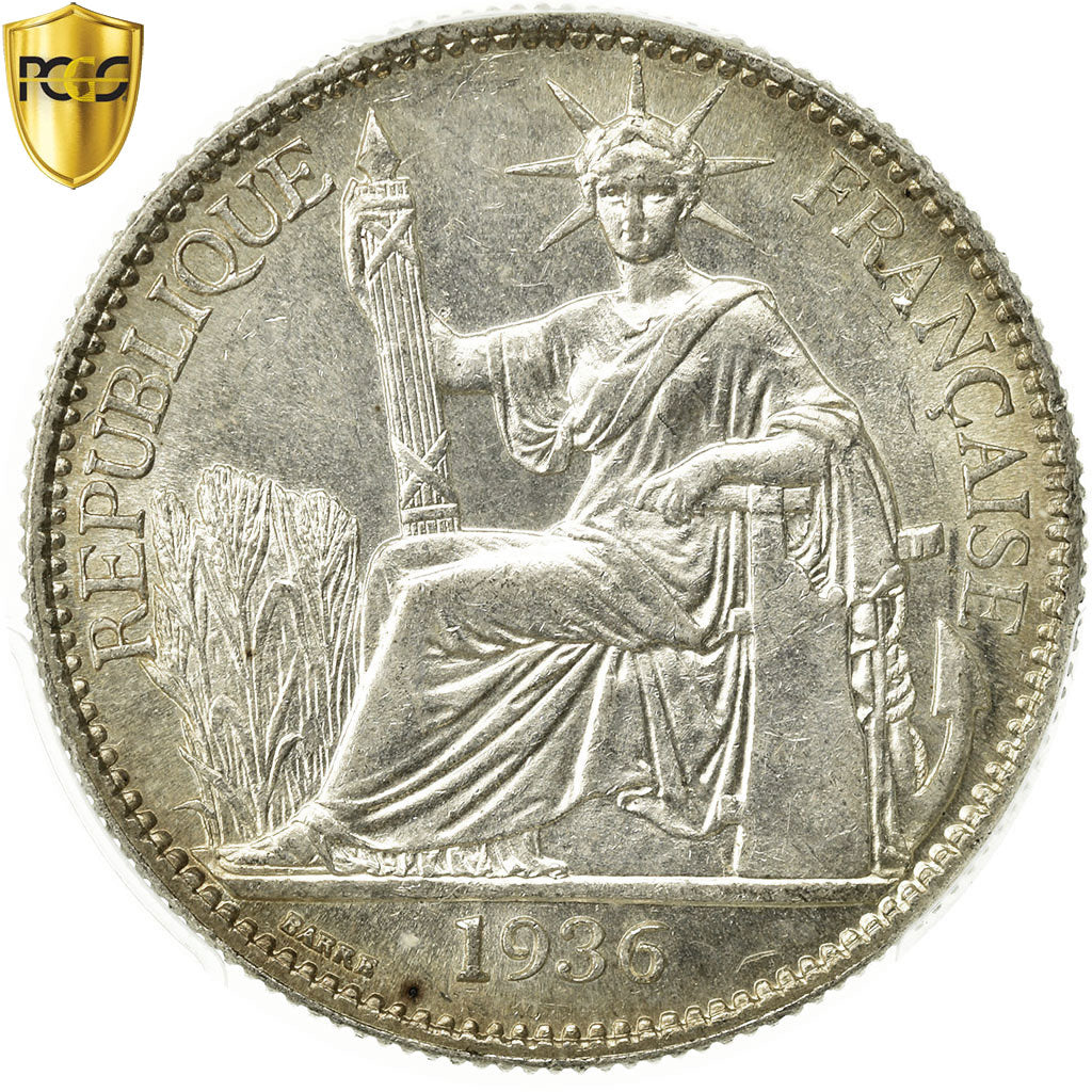 Münze, FRENCH INDO-CHINA, 50 Cents, 1936, Paris, PCGS, MS63, Silber, KM:4a.2