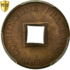 Monnaie, FRENCH COCHIN CHINA, 2 Sapeque, 1879, Paris, PCGS, MS64BN, Bronze