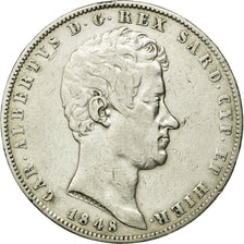 Monnaie, États italiens, SARDINIA, Carlo Alberto, 5 Lire, 1848, Genoa, TTB