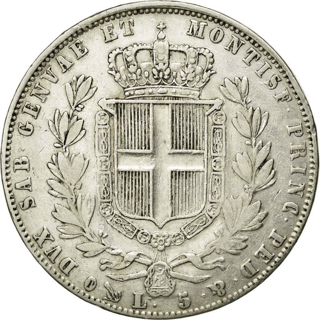 Monnaie, États italiens, SARDINIA, Carlo Alberto, 5 Lire, 1848, Genoa, TTB