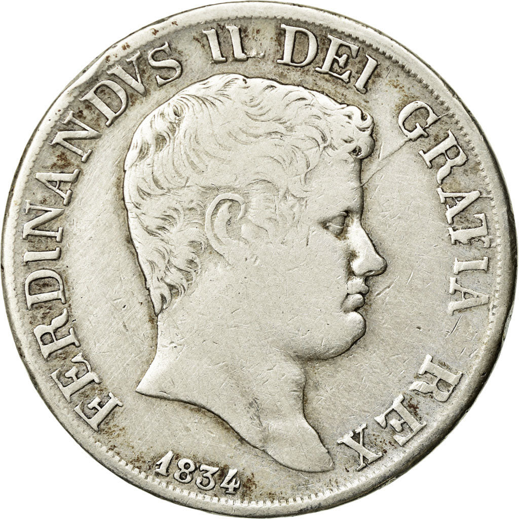 Coin, ITALIAN STATES, NAPLES, Ferdinando II, 120 Grana, 1834, VF(20-25), Silver