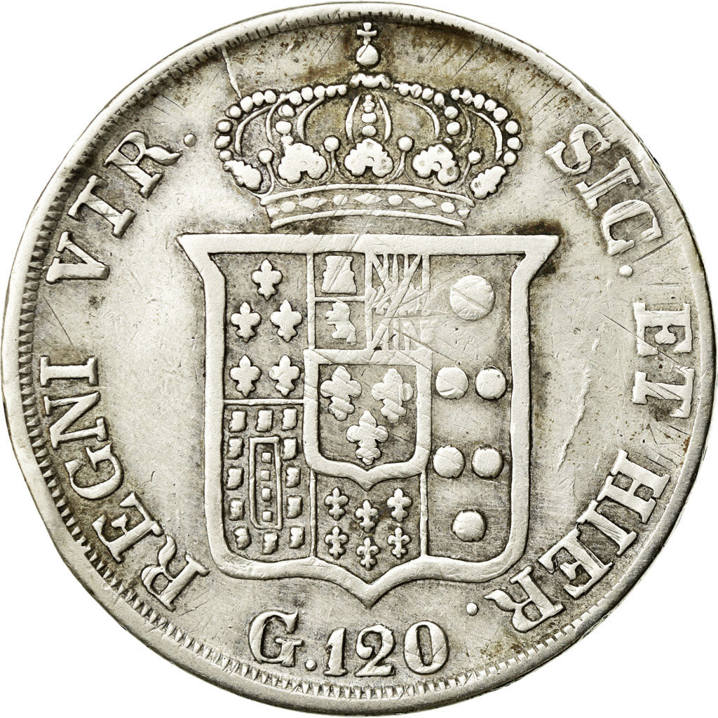 Coin, ITALIAN STATES, NAPLES, Ferdinando II, 120 Grana, 1834, VF(20-25), Silver