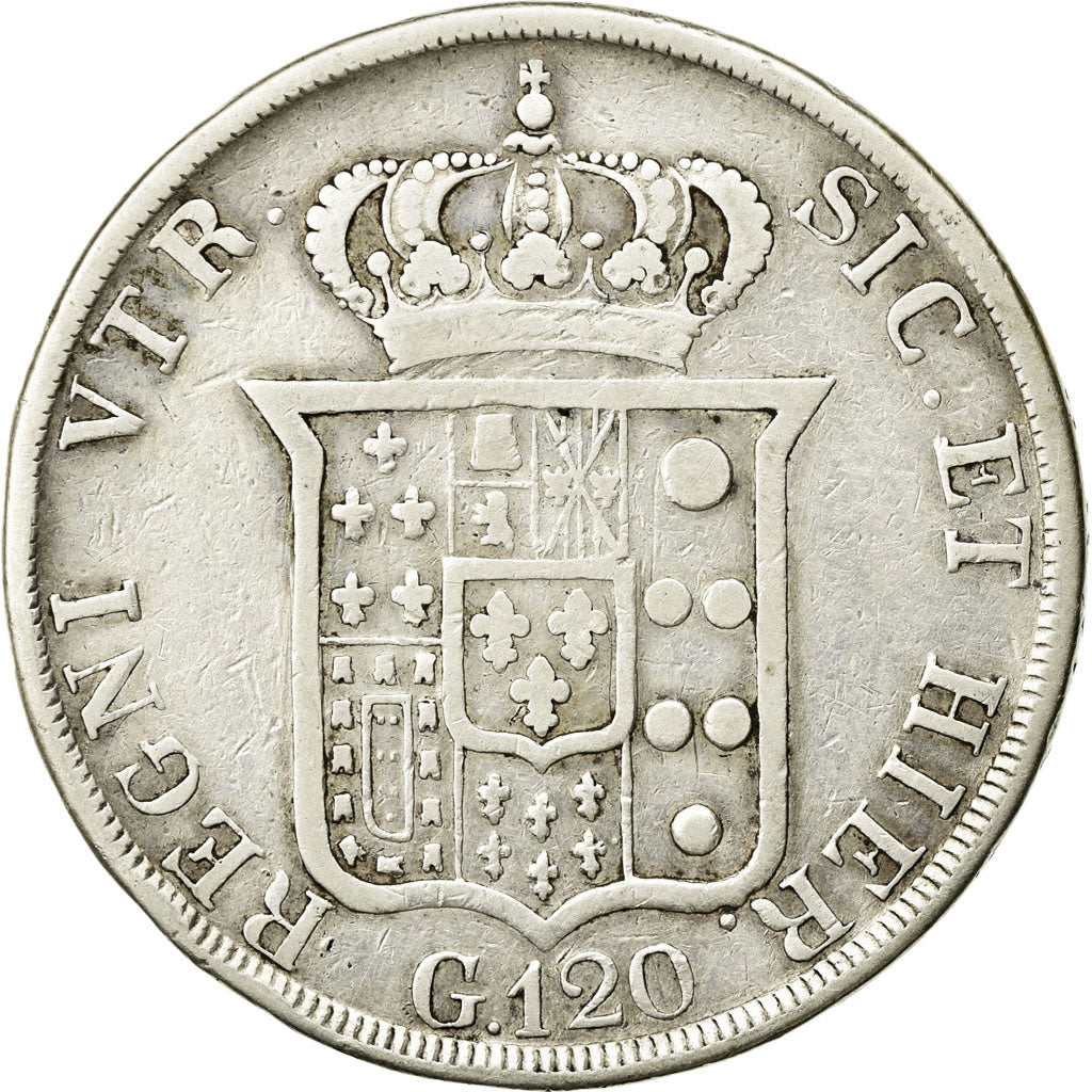 Moeda, ESTADOS ITALIANOS, NAPLES, Ferdinando II, 120 Grana, 1836, F(12-15)