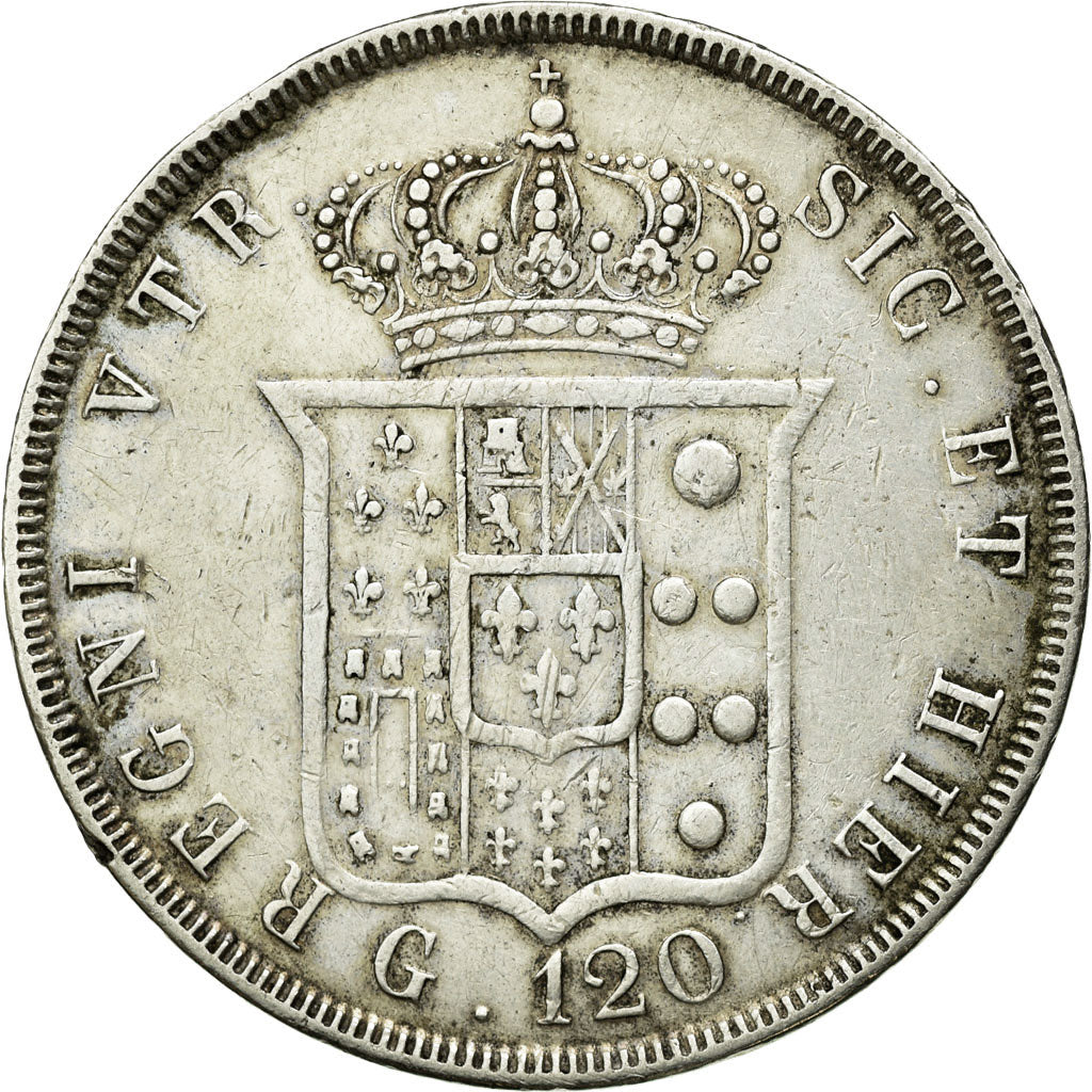Coin, ITALIAN STATES, NAPLES, Ferdinando II, 120 Grana, 1841, EF(40-45), Silver