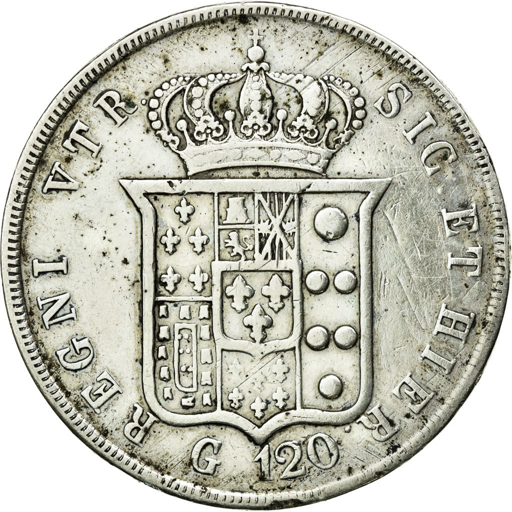Coin, ITALIAN STATES, NAPLES, Ferdinando II, 120 Grana, 1842, VF(20-25), Silver
