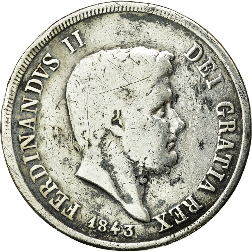 Monnaie, États italiens, NAPLES, Ferdinando II, 120 Grana, 1843, TB, Argent