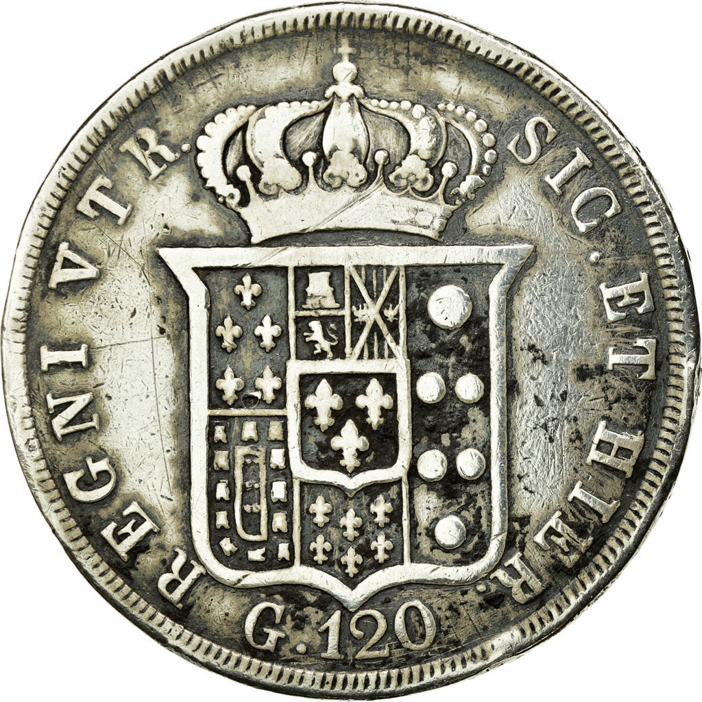 Monnaie, États italiens, NAPLES, Ferdinando II, 120 Grana, 1843, TB, Argent