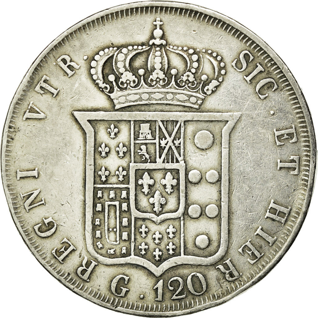Munten, Italiaanse staten, NAPLES, Ferdinando II, 120 Grana, 1844, FR+, Zilver