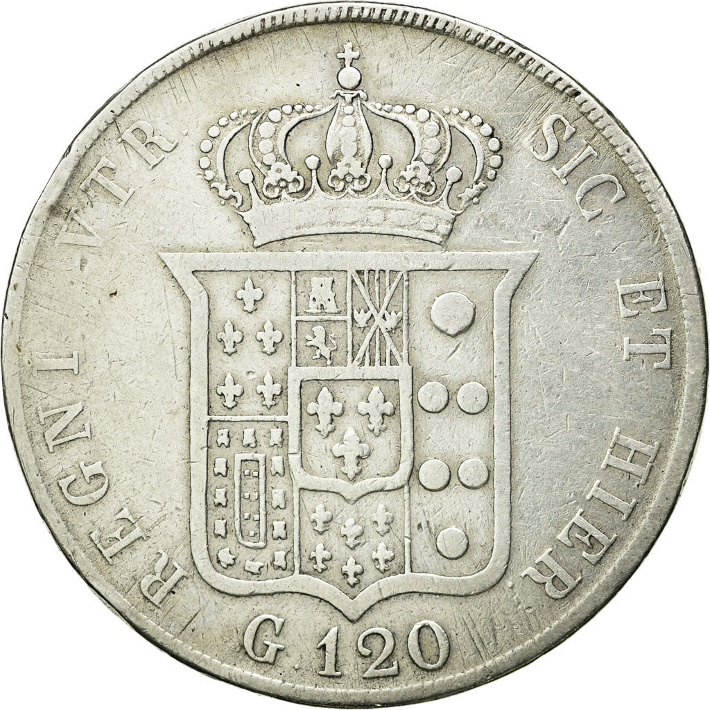 Monnaie, États italiens, NAPLES, Ferdinando II, 120 Grana, 1845, TB, Argent
