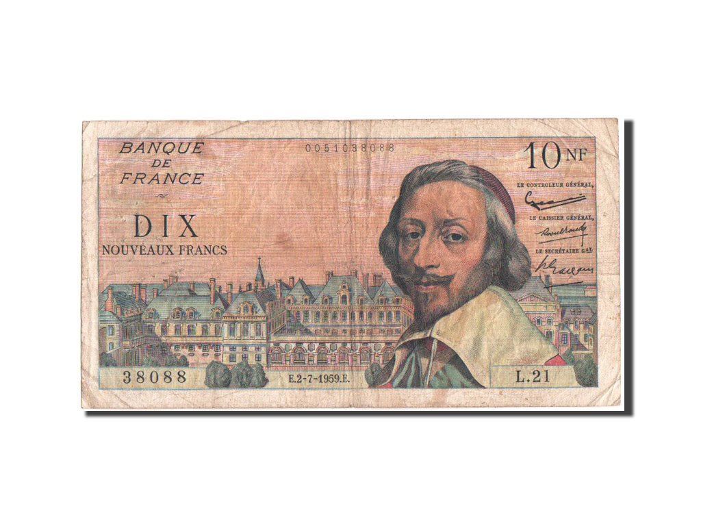 Francia, 10 Nouveaux Francs, 10 NF 1959-1963 ''Richelieu'', 1959, KM:142a, 2....