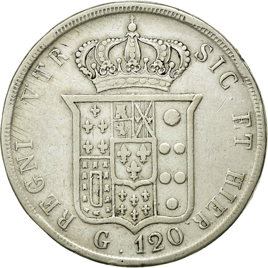 Coin, ITALIAN STATES, NAPLES, Ferdinando II, 120 Grana, 1851, VF(30-35), Silver