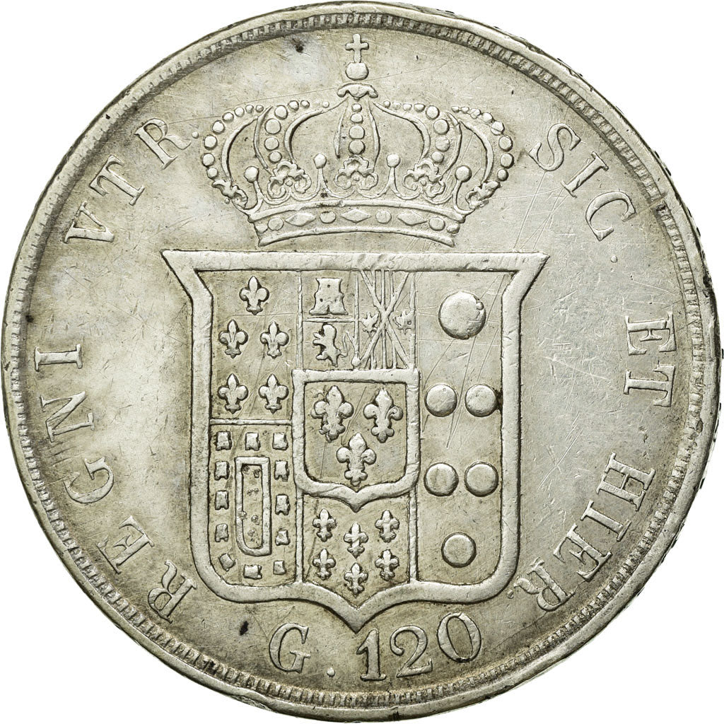 Coin, ITALIAN STATES, NAPLES, Ferdinando II, 120 Grana, 1852, EF(40-45), Silver