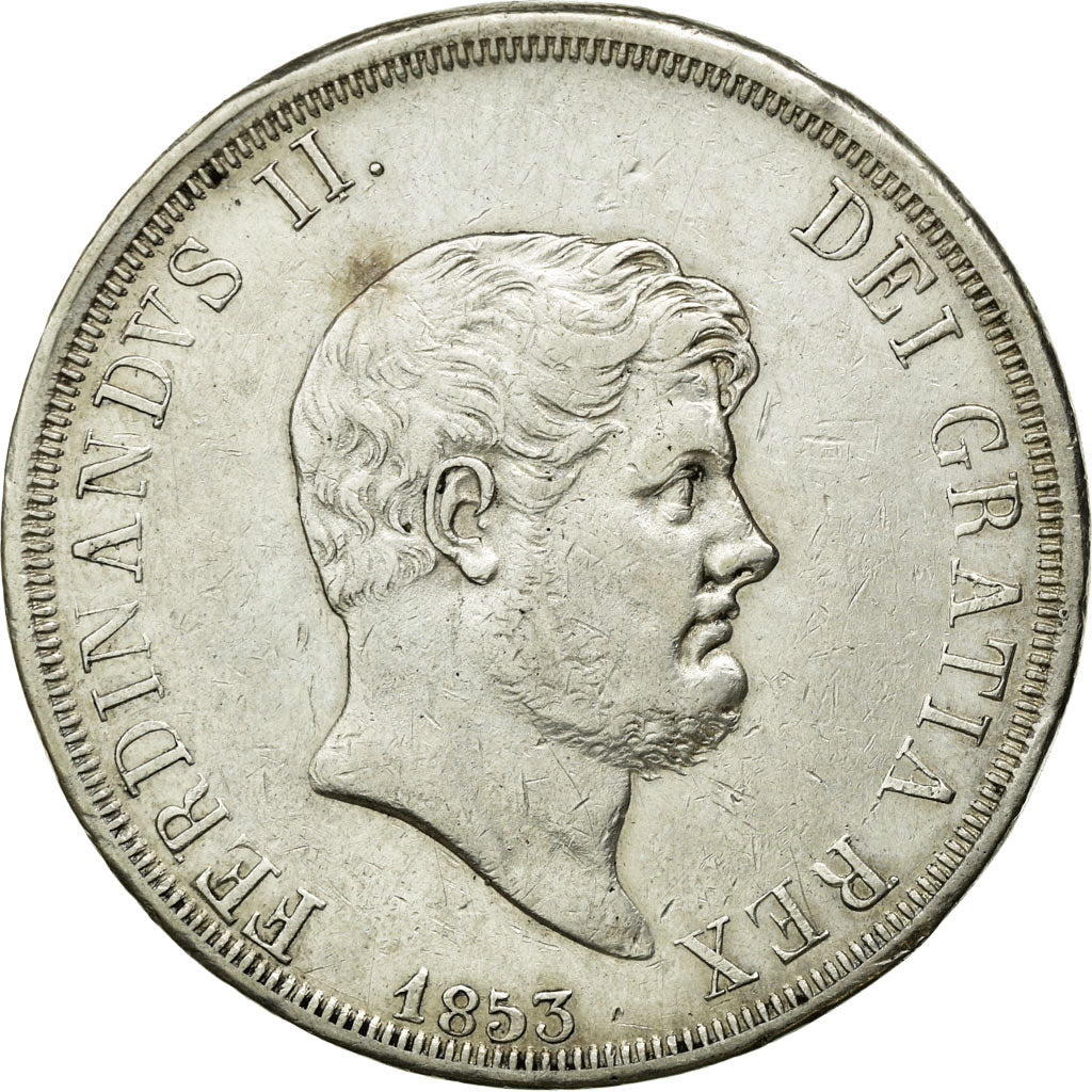 Coin, ITALIAN STATES, NAPLES, Ferdinando II, 120 Grana, 1853, EF(40-45), Silver