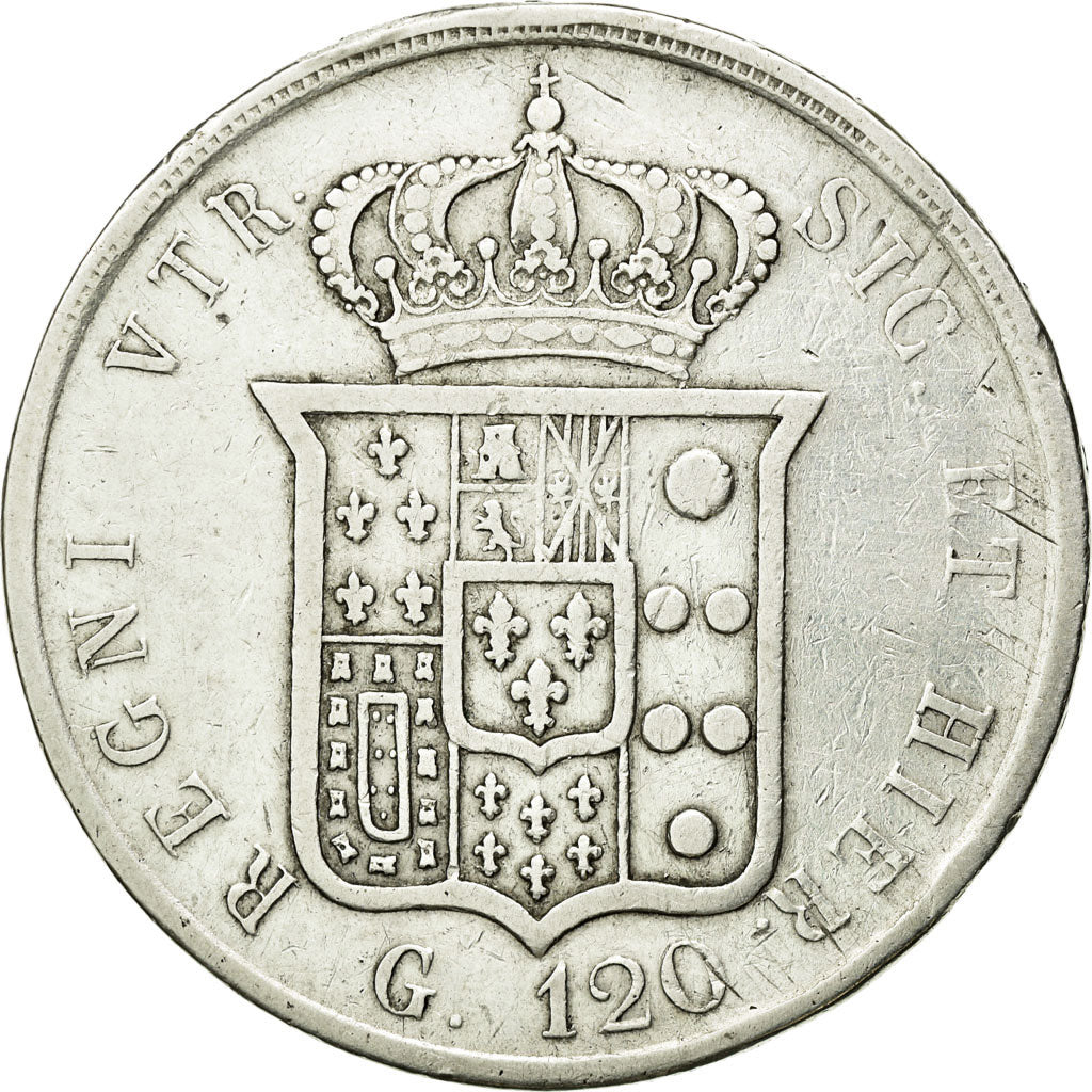 Monnaie, États italiens, NAPLES, Ferdinando II, 120 Grana, 1855, TB+, Argent