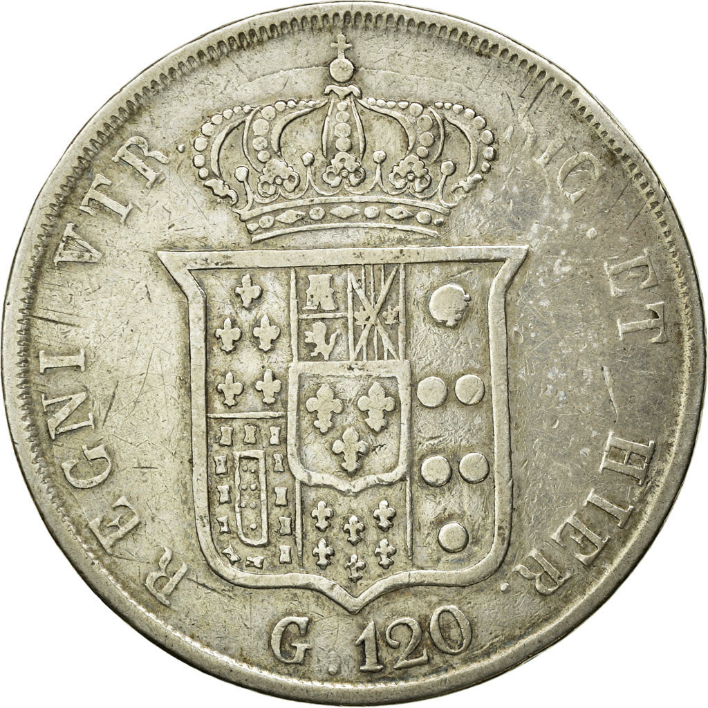 Coin, ITALIAN STATES, NAPLES, Ferdinando II, 120 Grana, 1856, VF(30-35), Silver