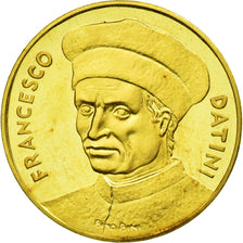 Italy, Medal, Francesco Datini - Biglietto Autolinee Cap, Bino Bini, Gold