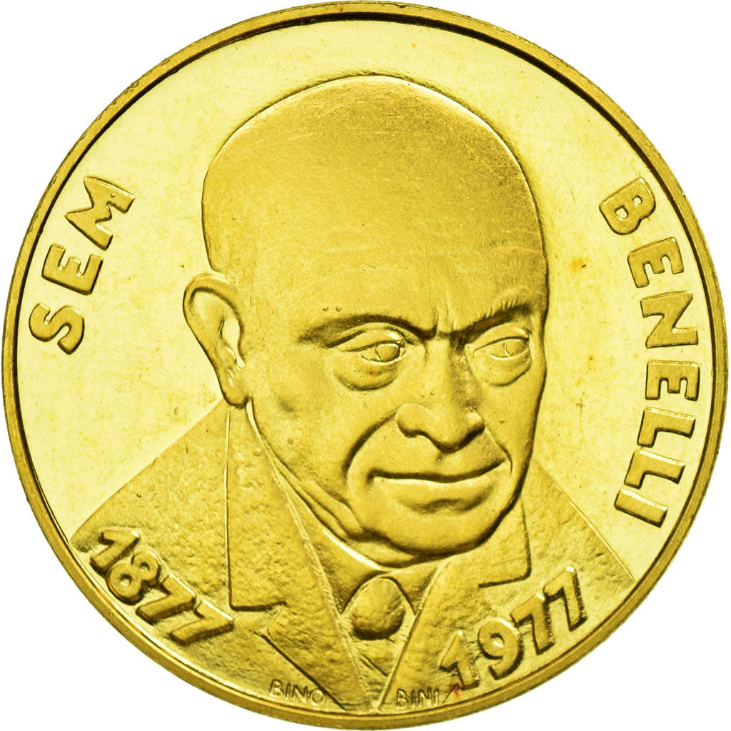 Italien, Medaille, Sem Benelli - Biglietto Autolinee Cap, Bino Bini, Gold