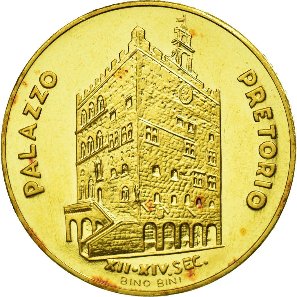 Italy, Medal, Palazzo Pretorio - Biglietto Autolinee Cap, Bino Bini, Gold